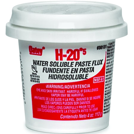 Oatey H-20 Series Water Soluble Flux, 4 oz, Paste, Light Yellow 30131